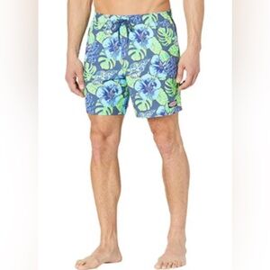 Vineyard Vines Men's Printed Piped Chappy Trunks- Moonshine Sz Small Swim Shorts